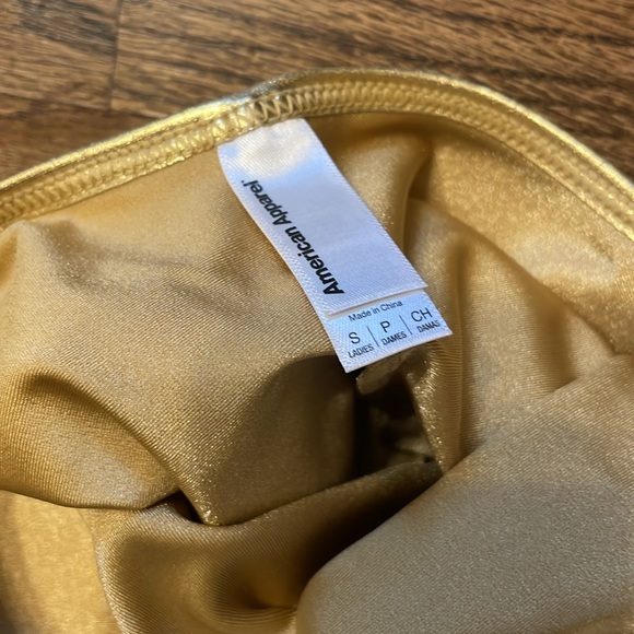 American Apparel Gold Lamé Metallic Halter Catsuit - Picture 3 of 6